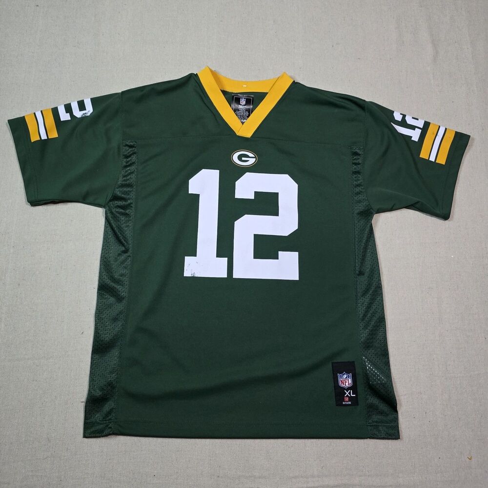NFL Team Apparel Green Bay Packers #12 Rodgers Youth Jersey Size XL FLAWED READ